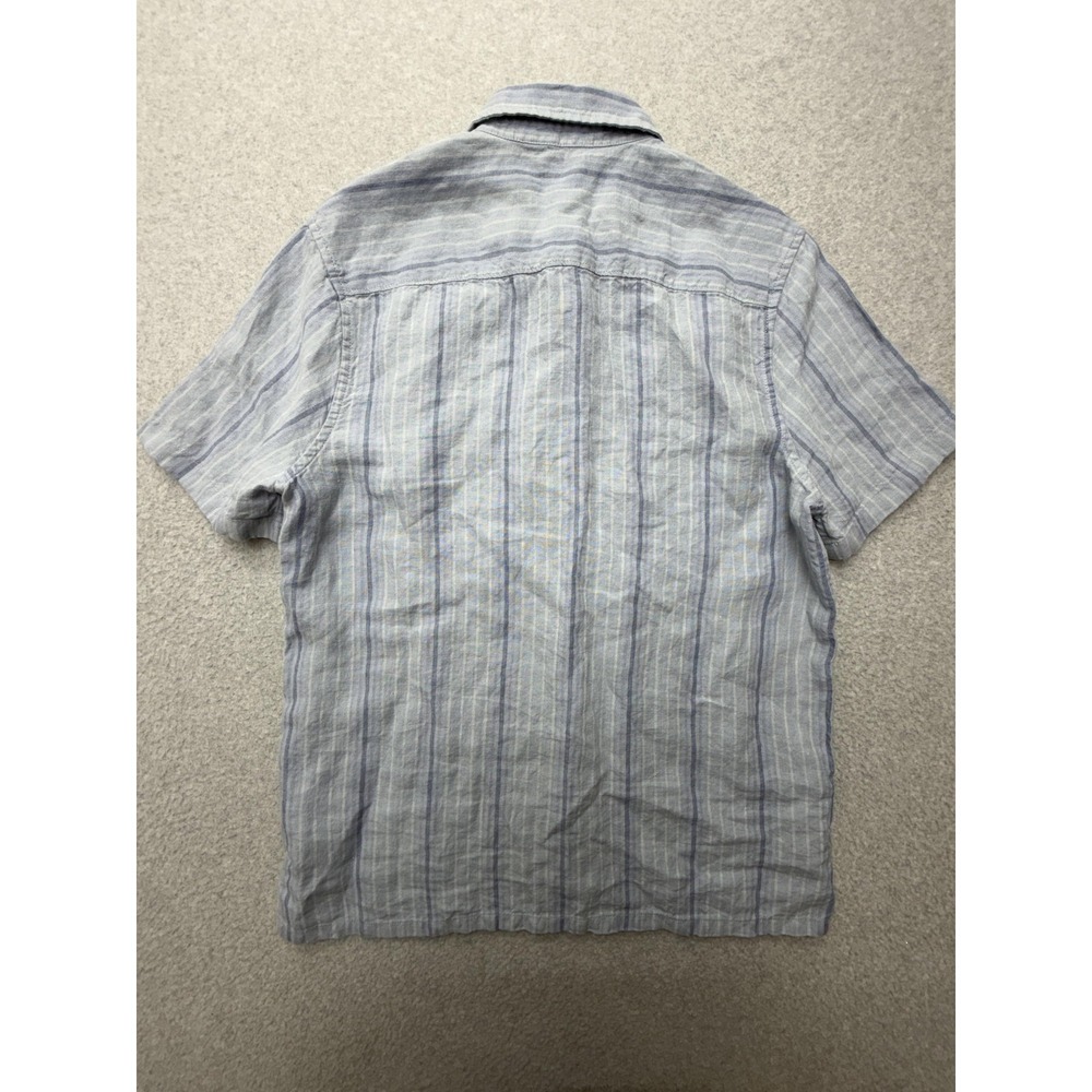 Madewell Shirt Womens Small Blue Striped Linen Short Sleeve Button Up - Picture 8 of 9